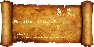 Mendler Kristóf névjegykártya
